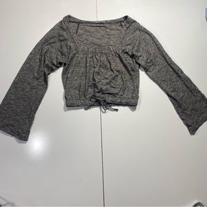 Natural By Known Supply Grey Cropped‎ Long Flare Sleeves Organic Cotton Top S